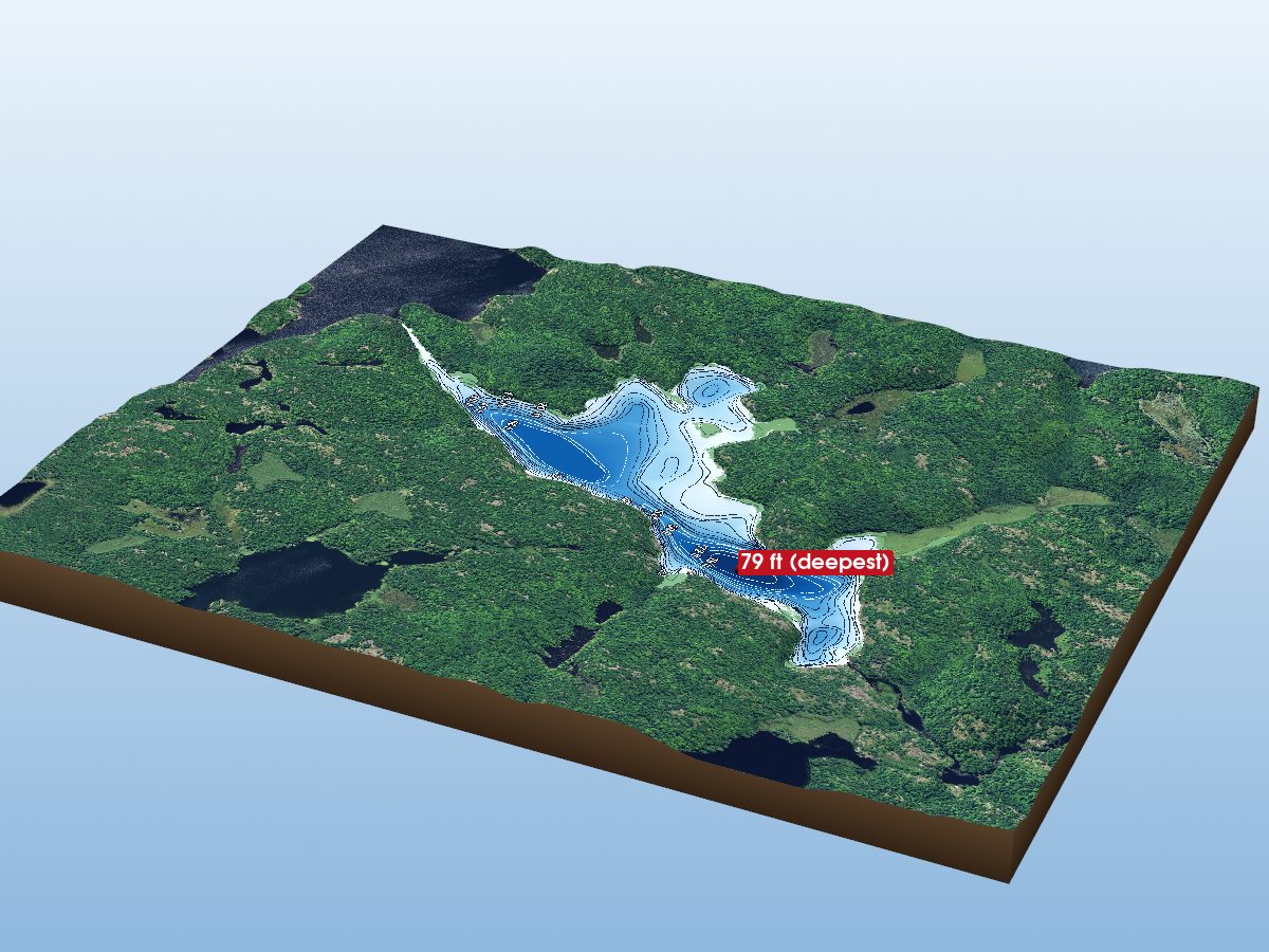 Depth map of Rainy Lake