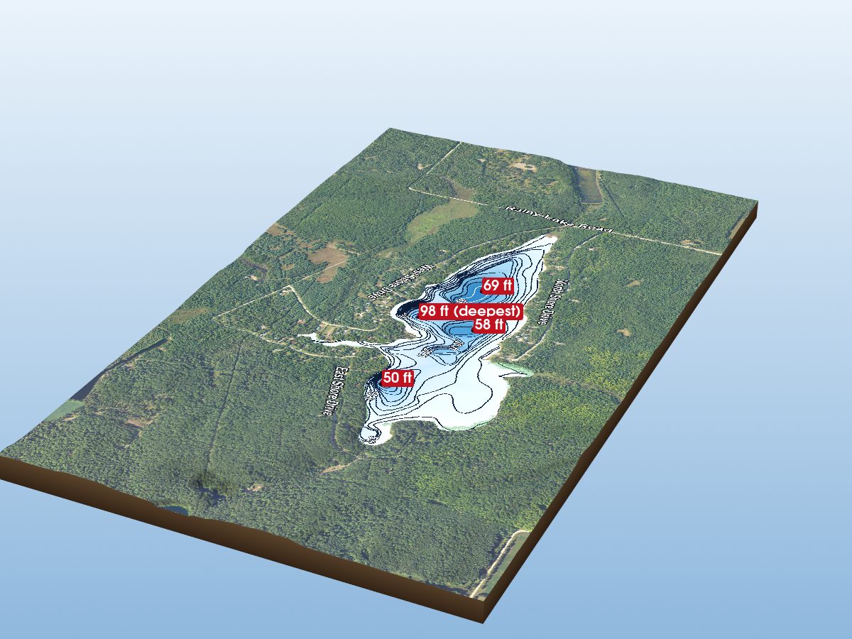 Depth map of Rainy Lake