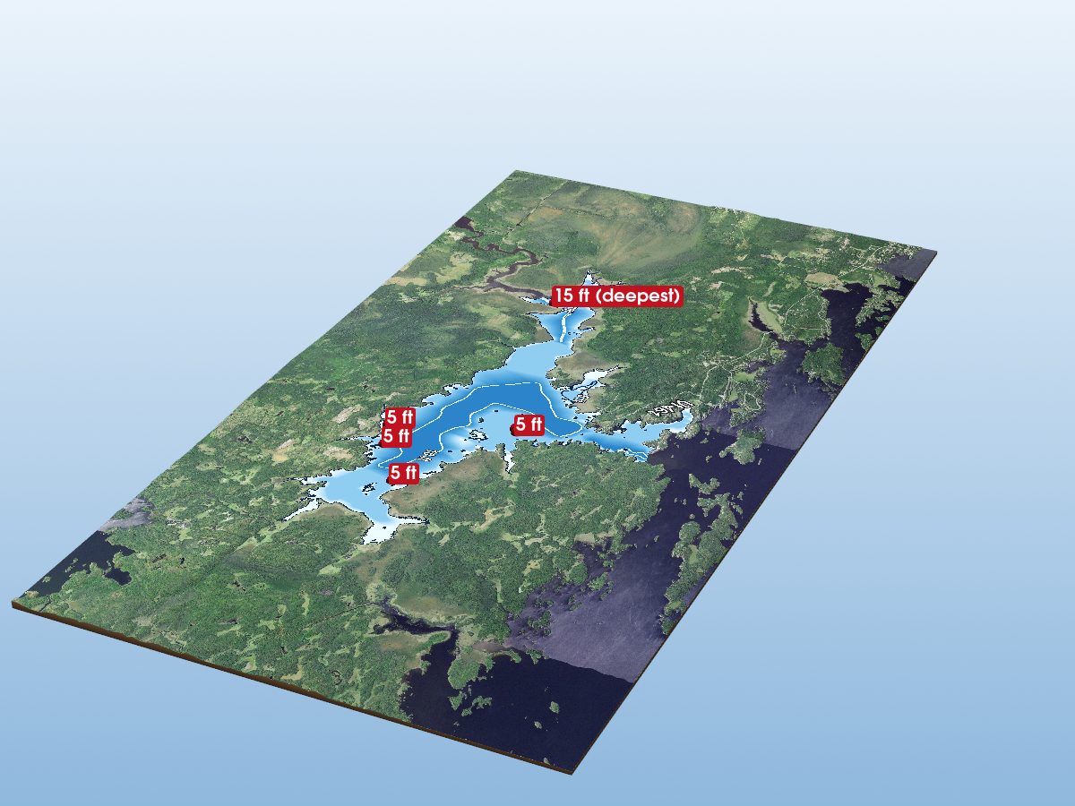 Depth map of Rainy Lake