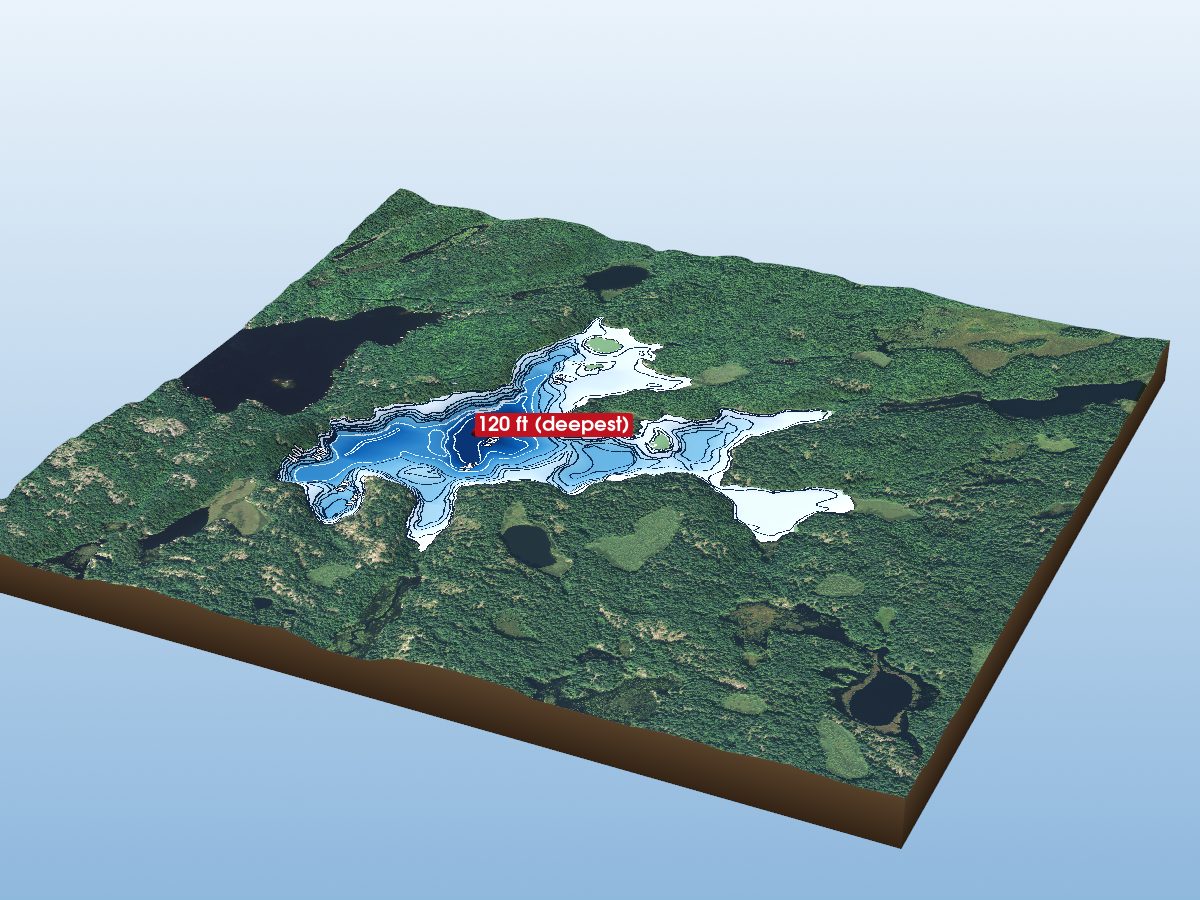 Depth map of Rathbun Lake