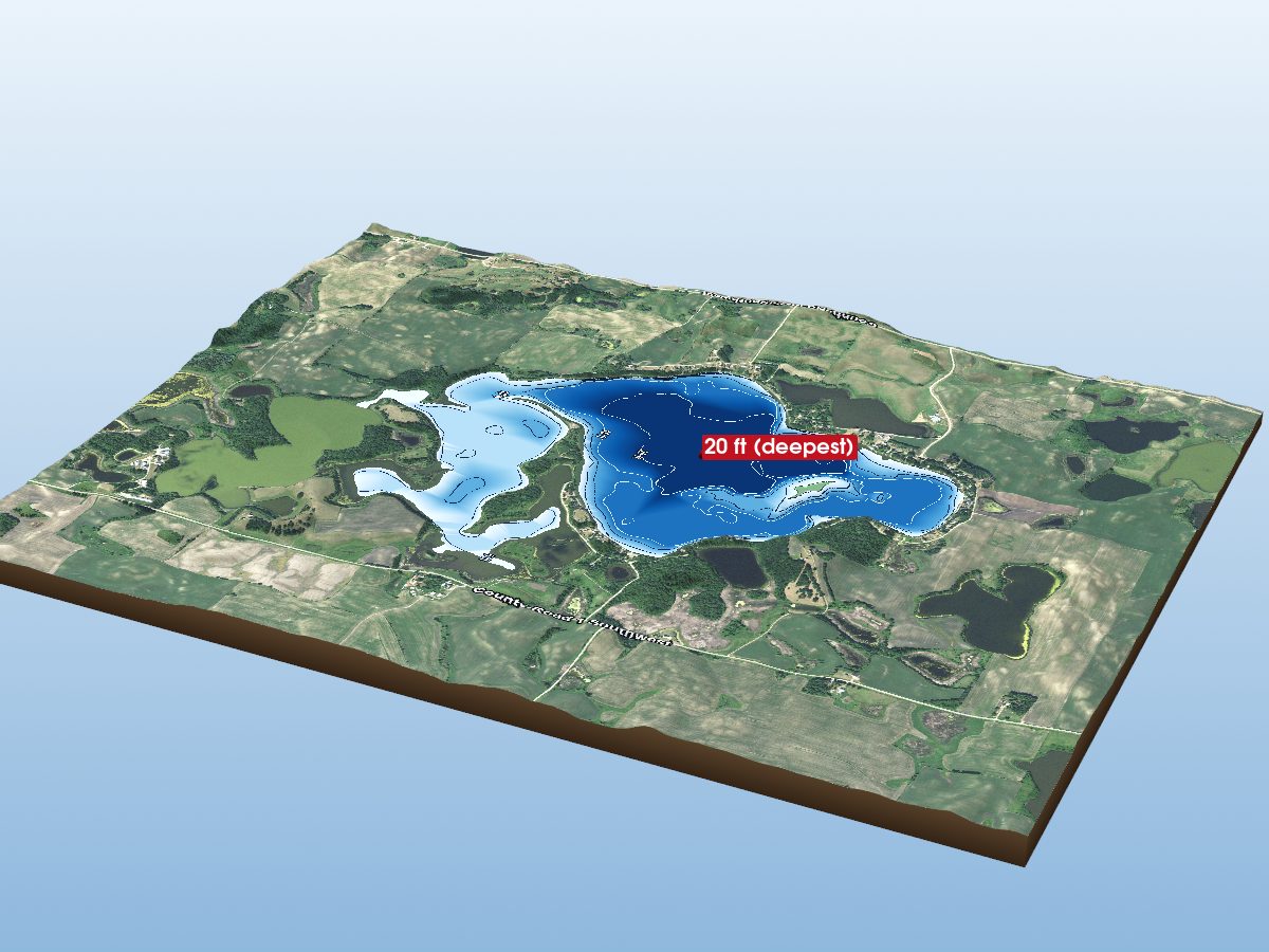 Depth map of Red Rock Lake