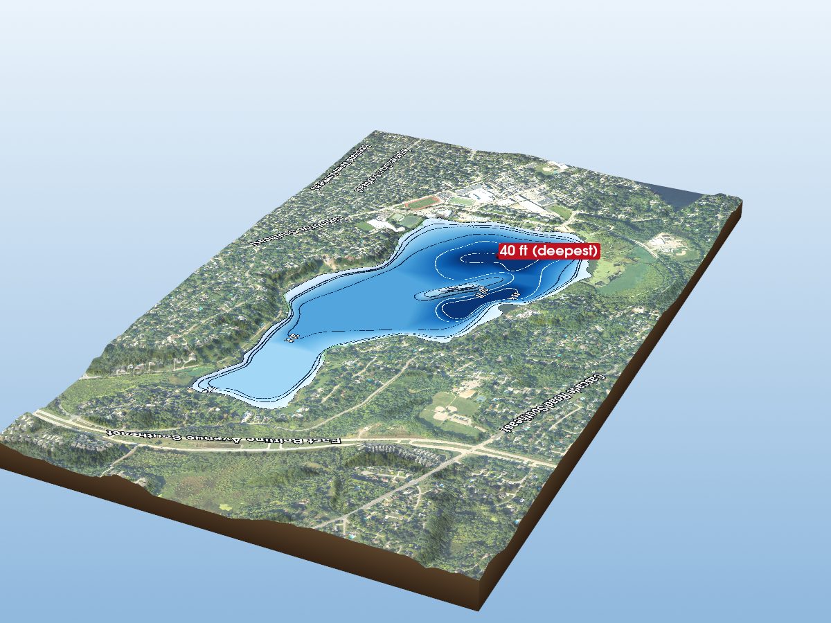Depth map of Reeds Lake