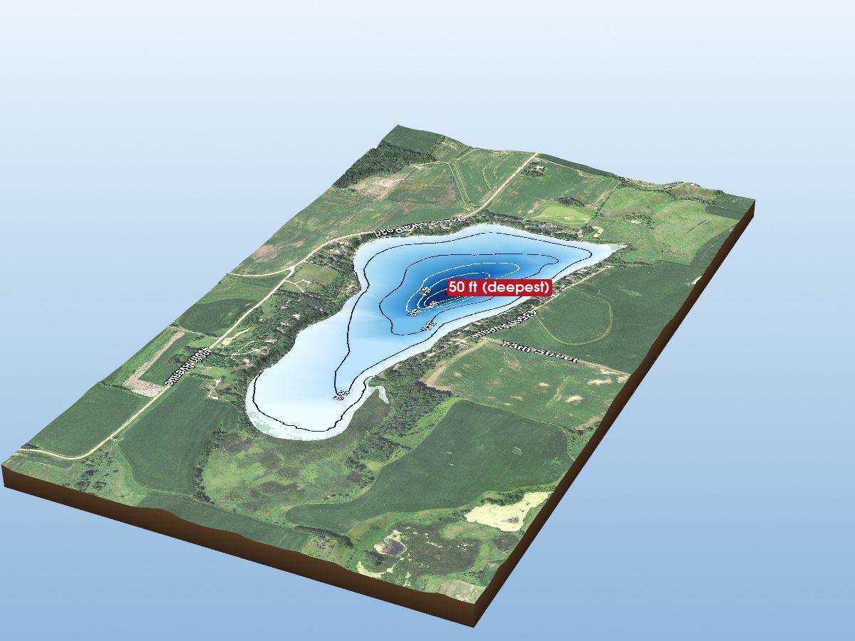 Depth map of Reeds Lake