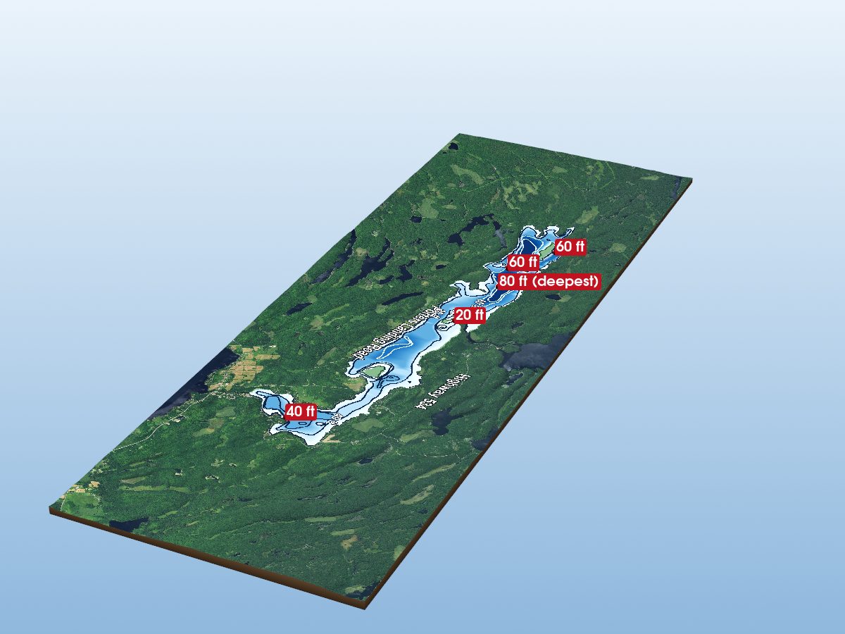 Depth map of Restoule Lake