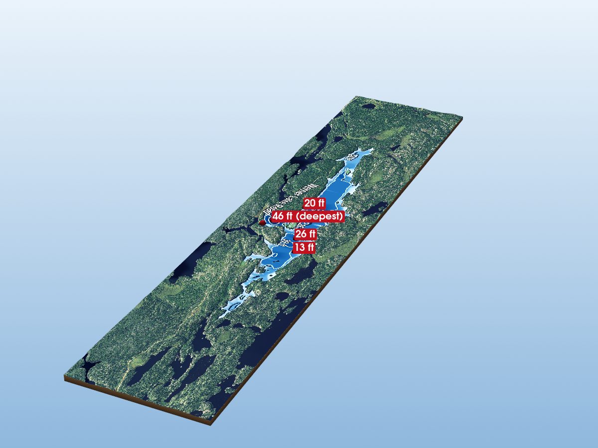 Depth map of Reynar Lake