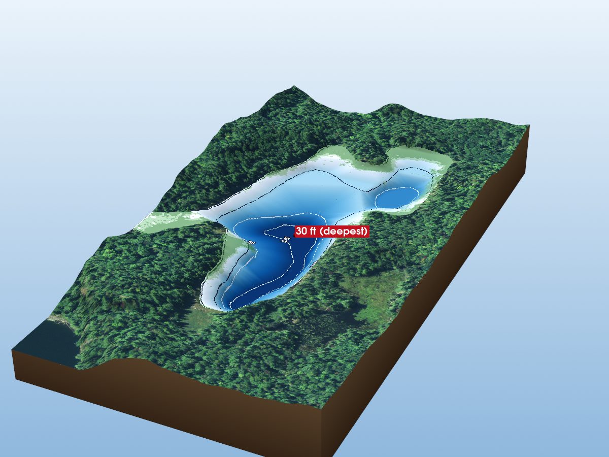 Depth map of Rheaume Lake
