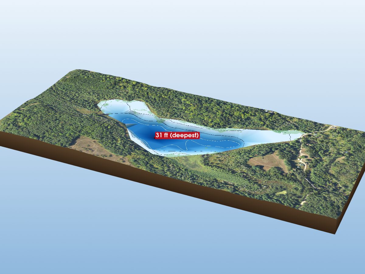Depth map of Rhoads Lake