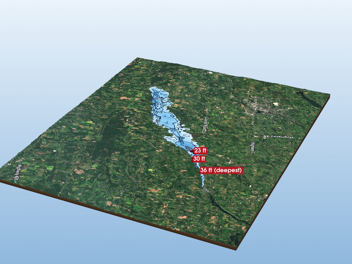 Depth map of Rice Lake
