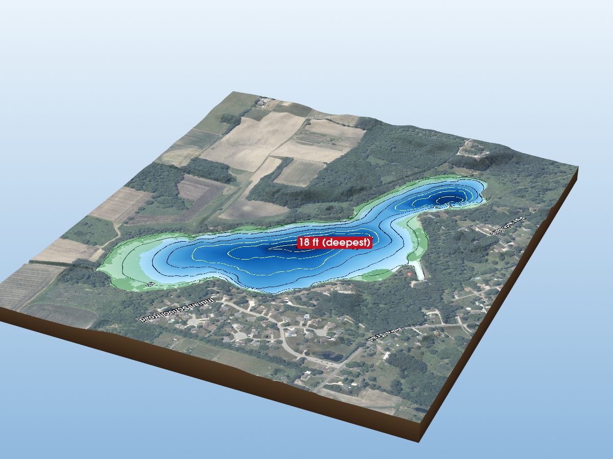 Depth map of Riddles Lake