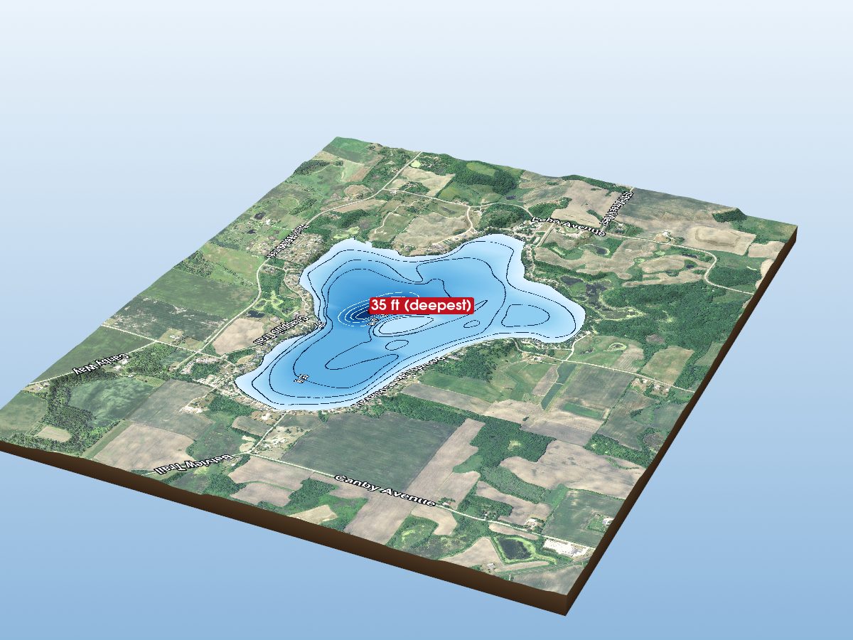 Depth map of Roberds Lake
