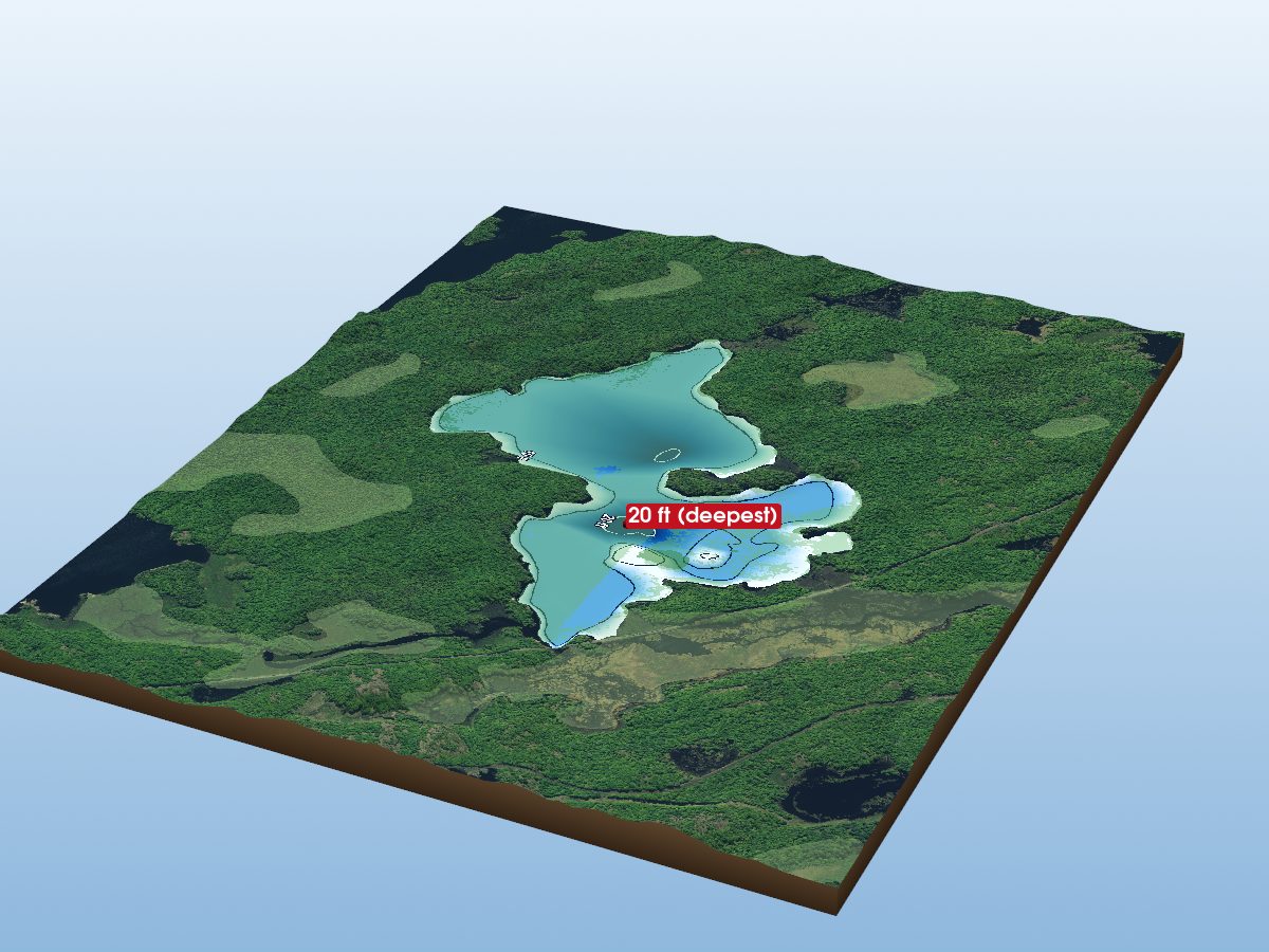 Depth map of Roderick Lake