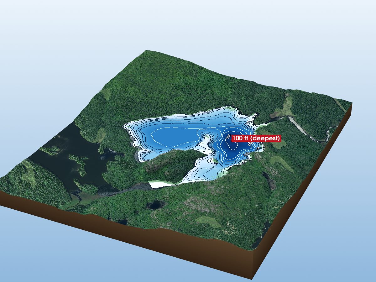 Depth map of Round Schooner Lake