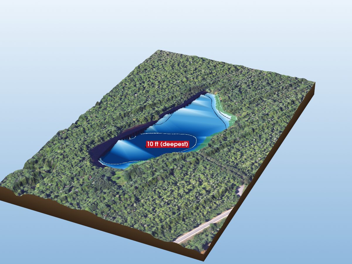 Depth map of Roxbury Pond, West