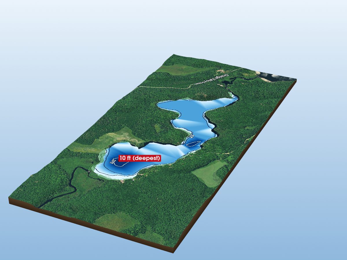 Depth map of Ruebottom Lake