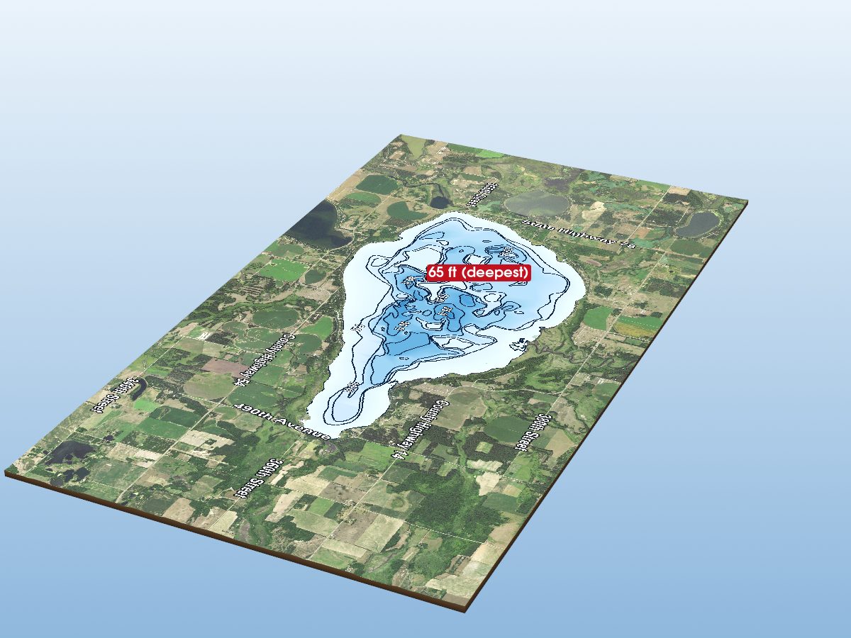 Depth map of Rush Lake