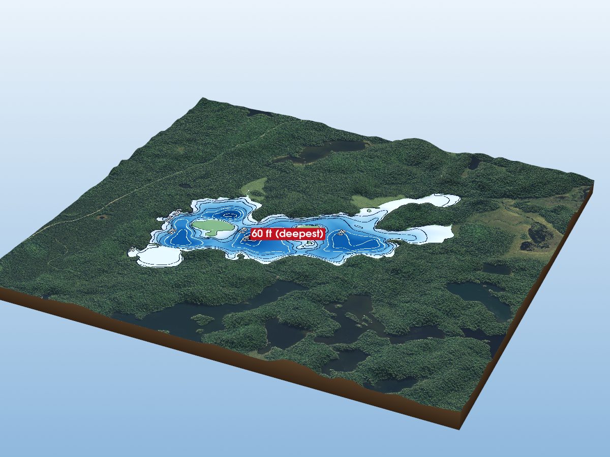 Depth map of Rushbrook Lake