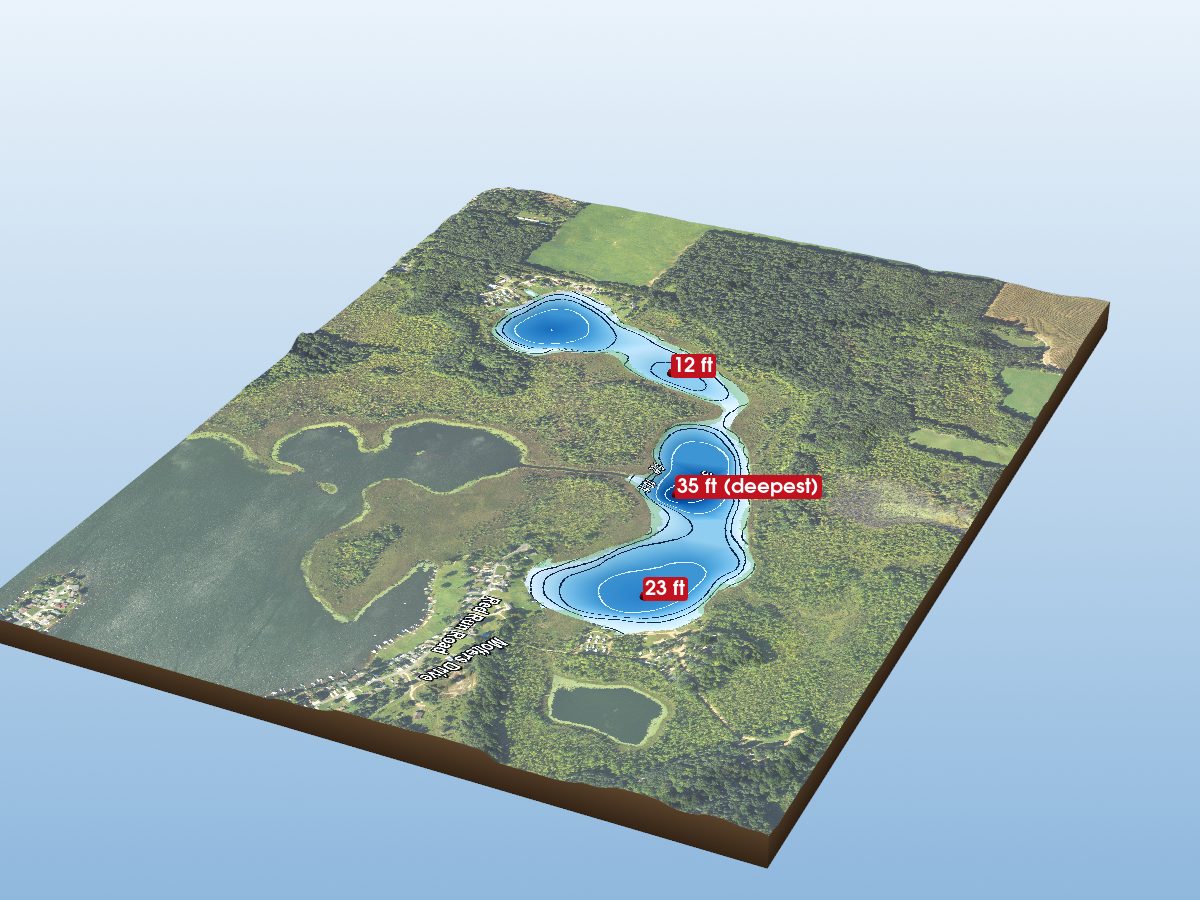 Depth map of Saddlebag Lake