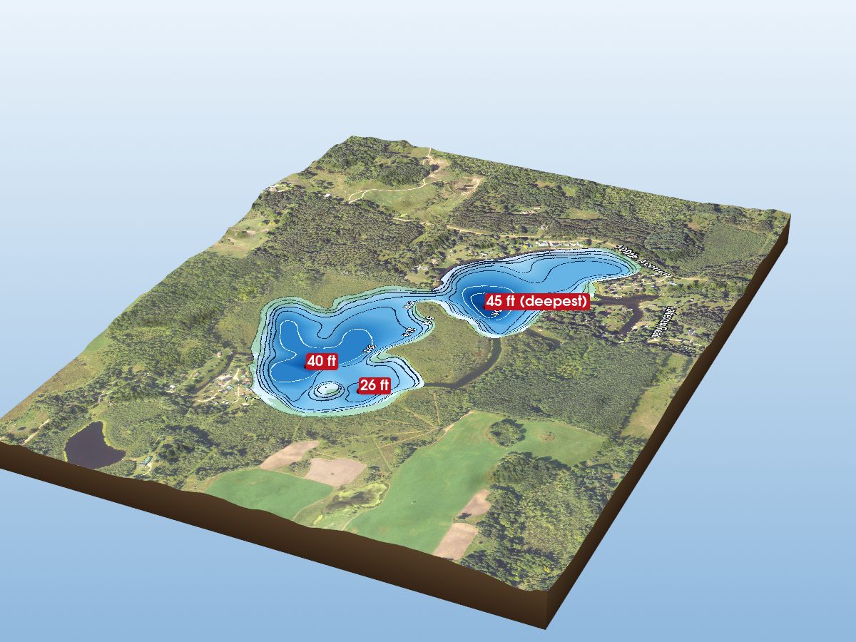 Depth map of Saddlebag Lake