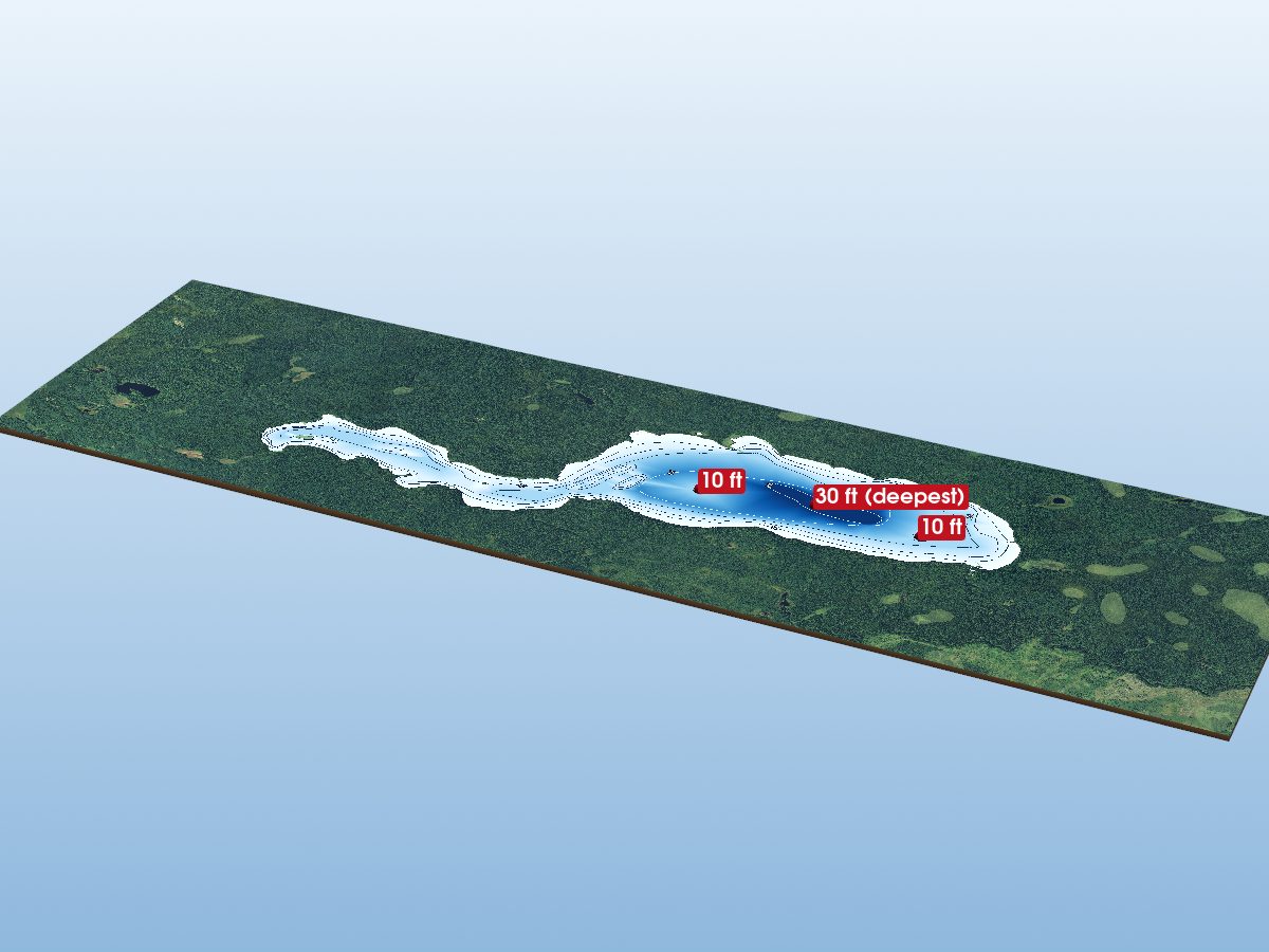 Depth map of Saganash Lake