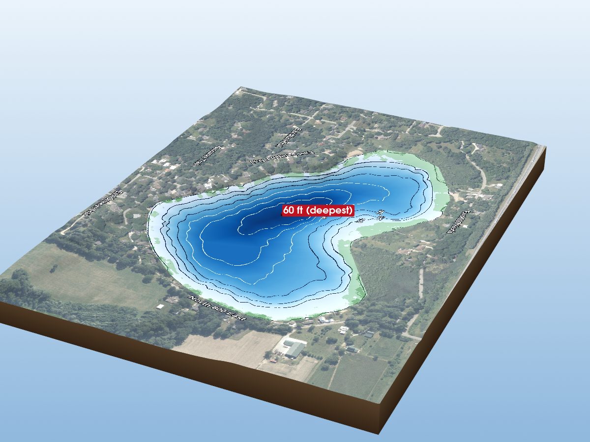 Depth map of Saugany Lake