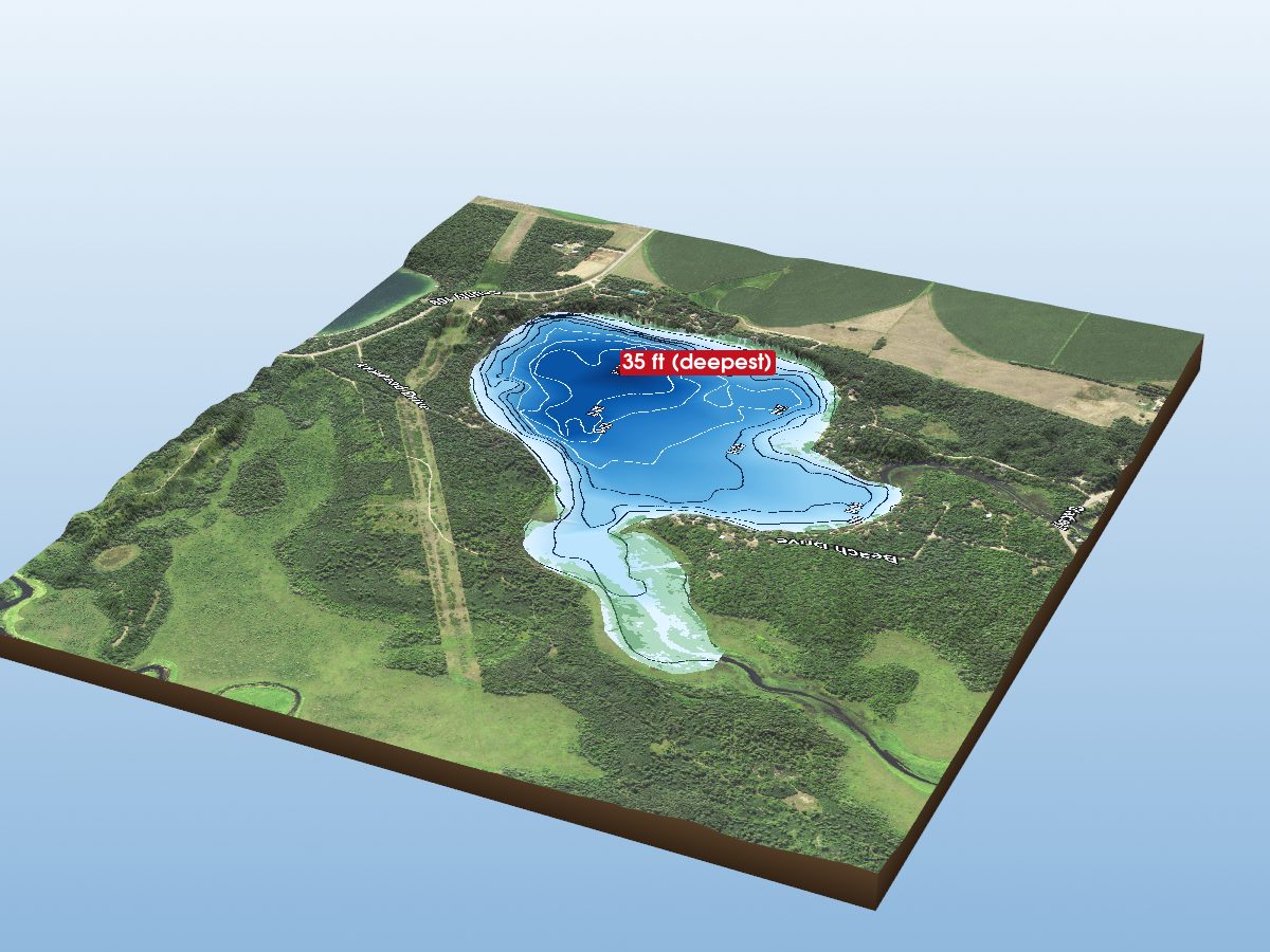 Depth map of Second Crow Wing Lake