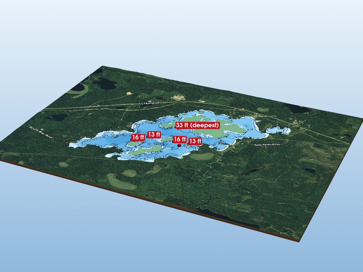 Depth map of Sesekinika Lake