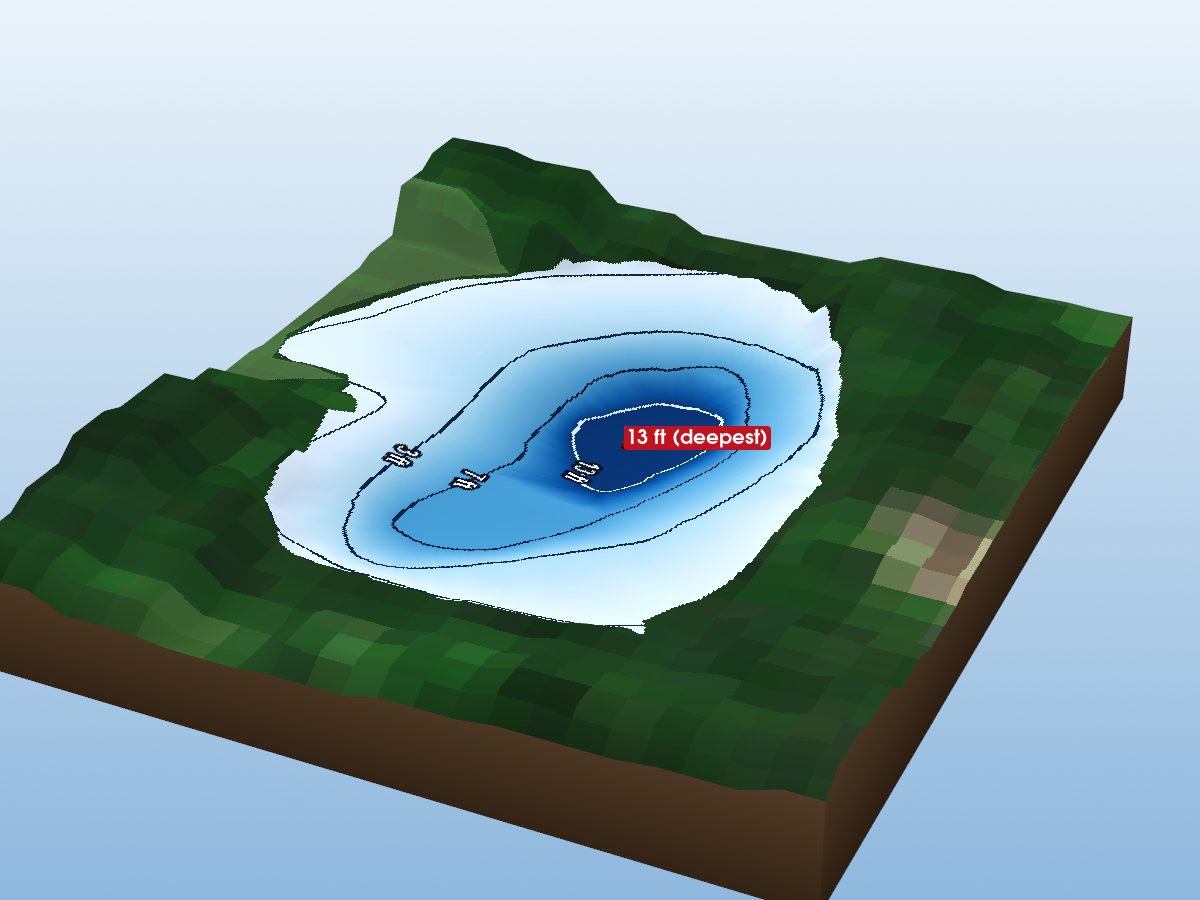 Depth map of Shadowmere Lake