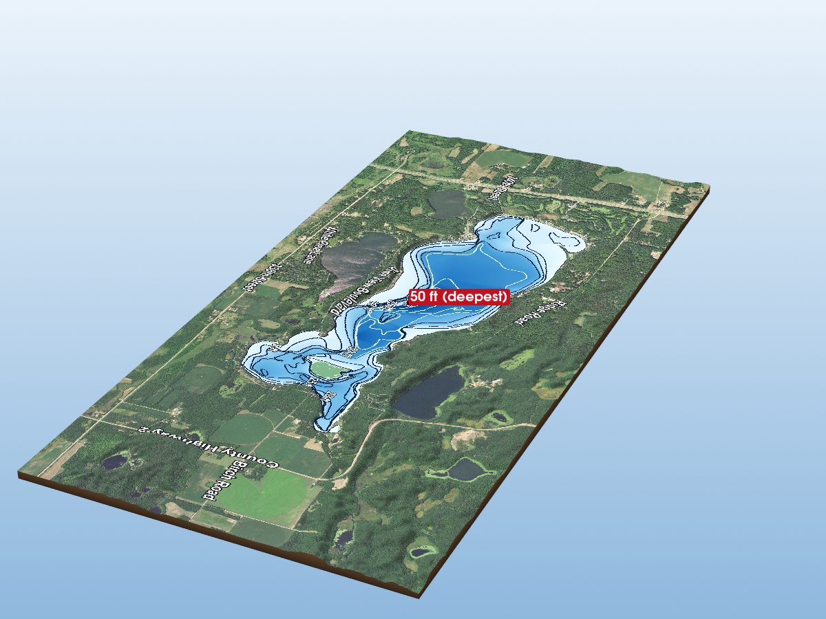 Depth map of Shamineau Lake