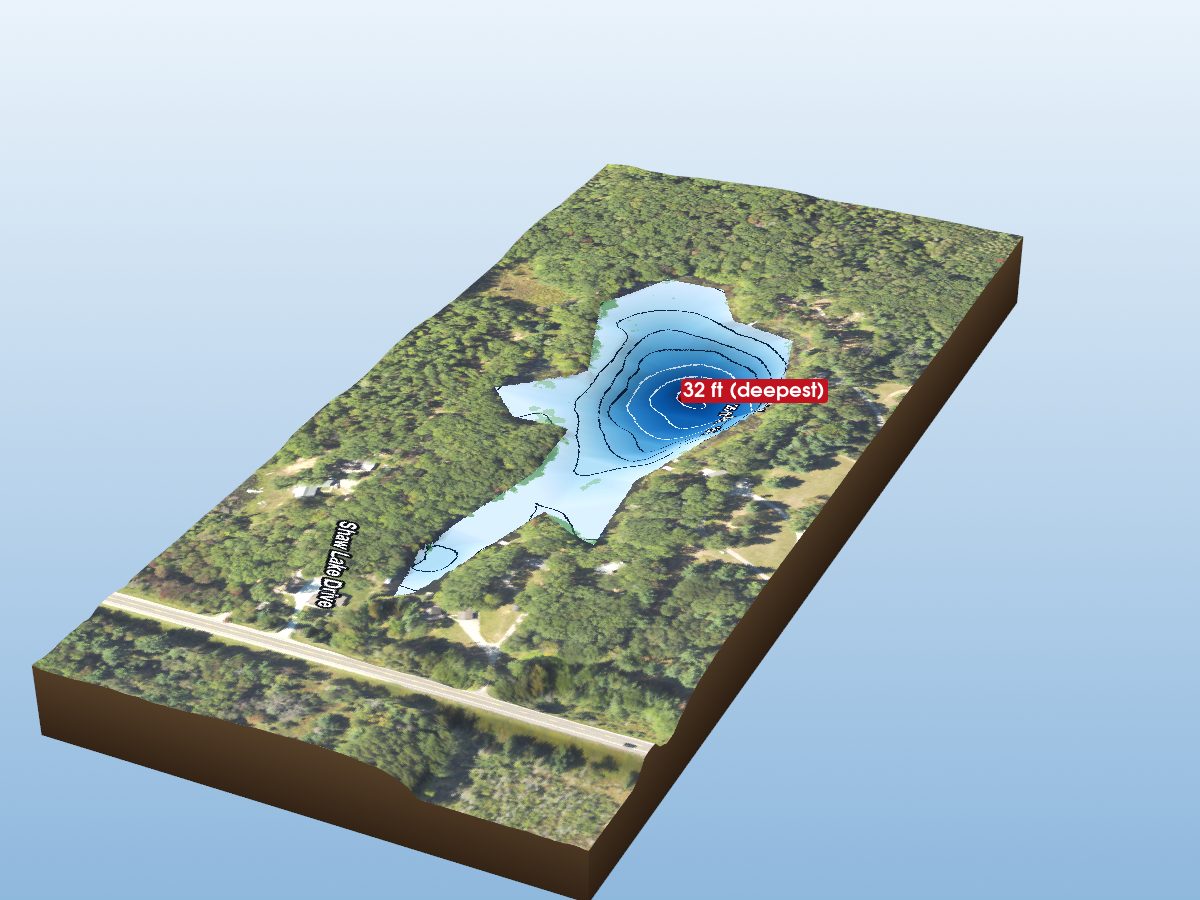 Depth map of Shaw Lake