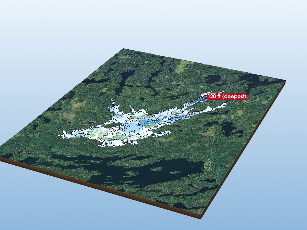 Depth map of Shawanabis Lake