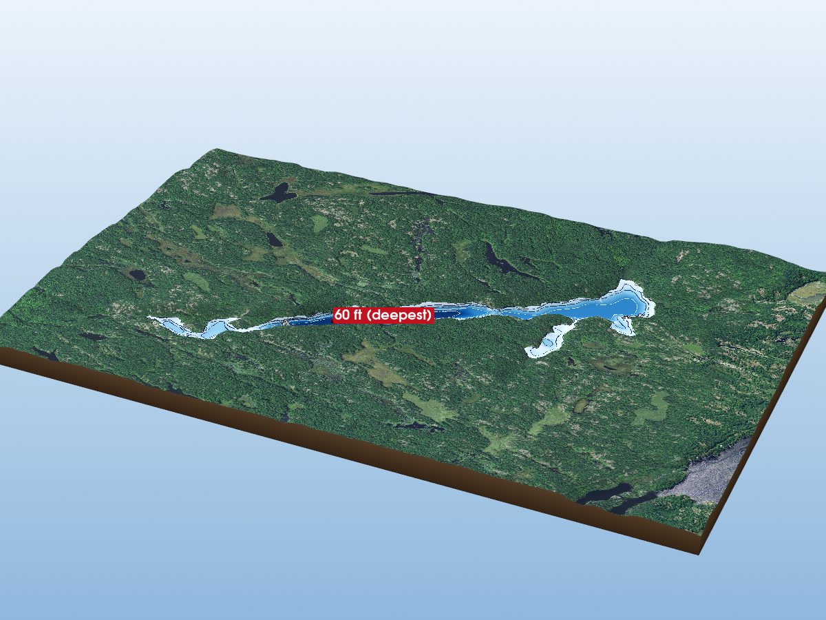 Depth map of Sheldon Lake