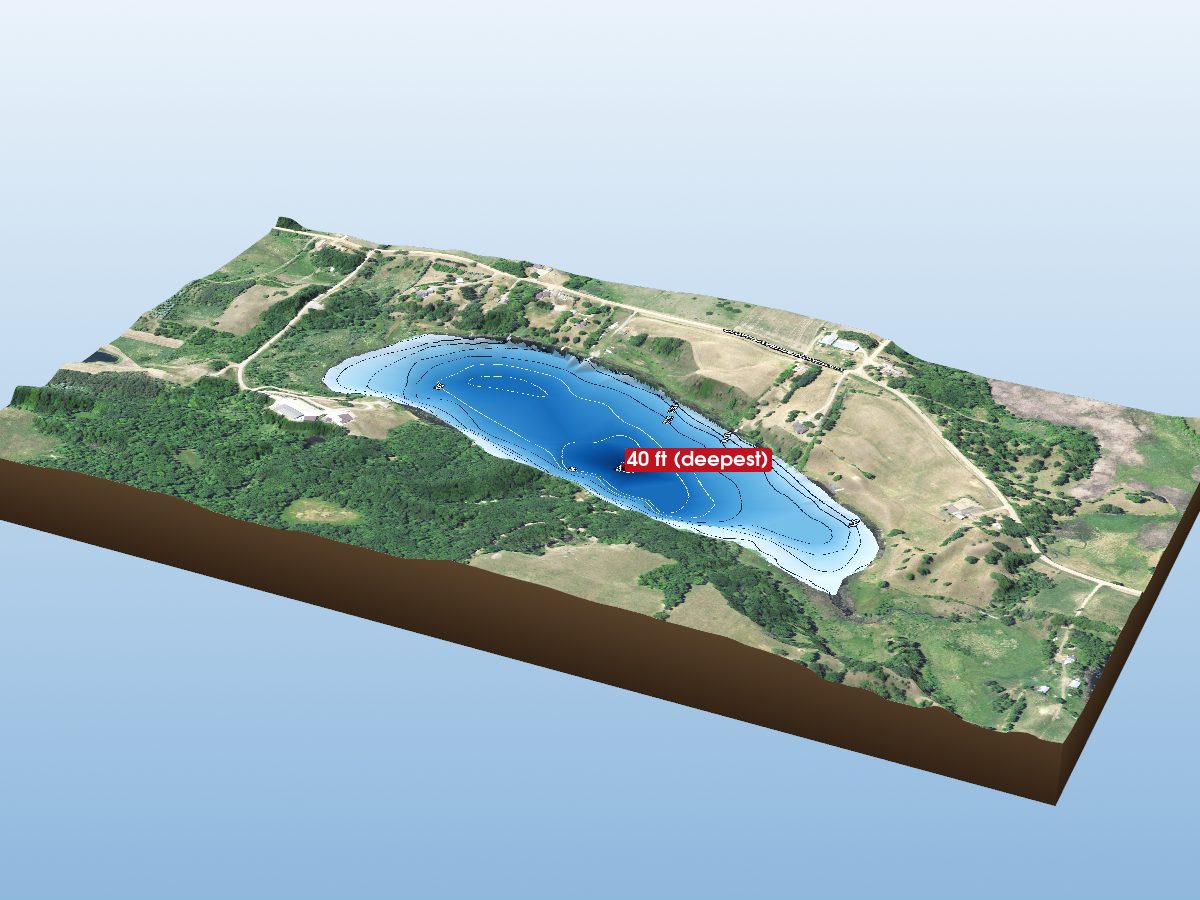 Depth map of Sheldon Lake