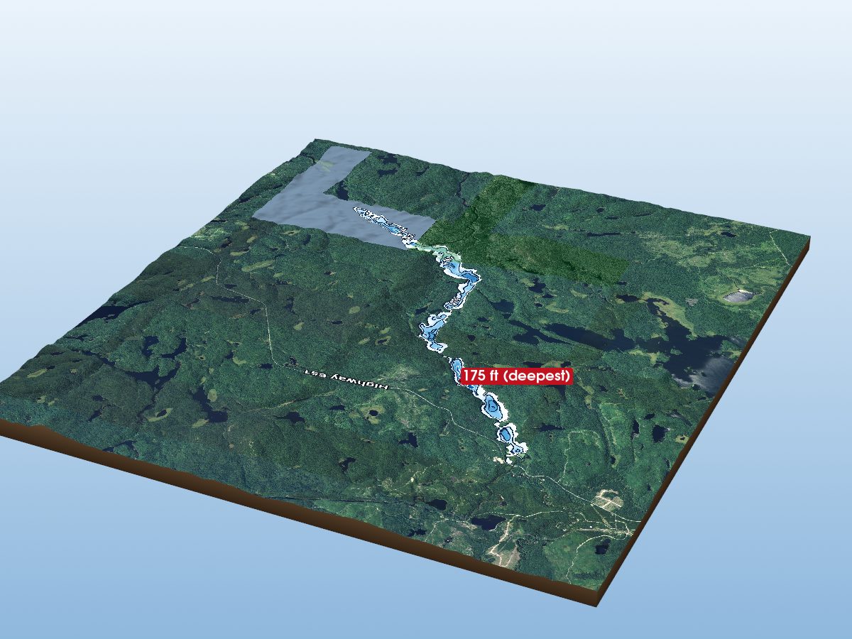 Depth map of Shikwamkwa Lake