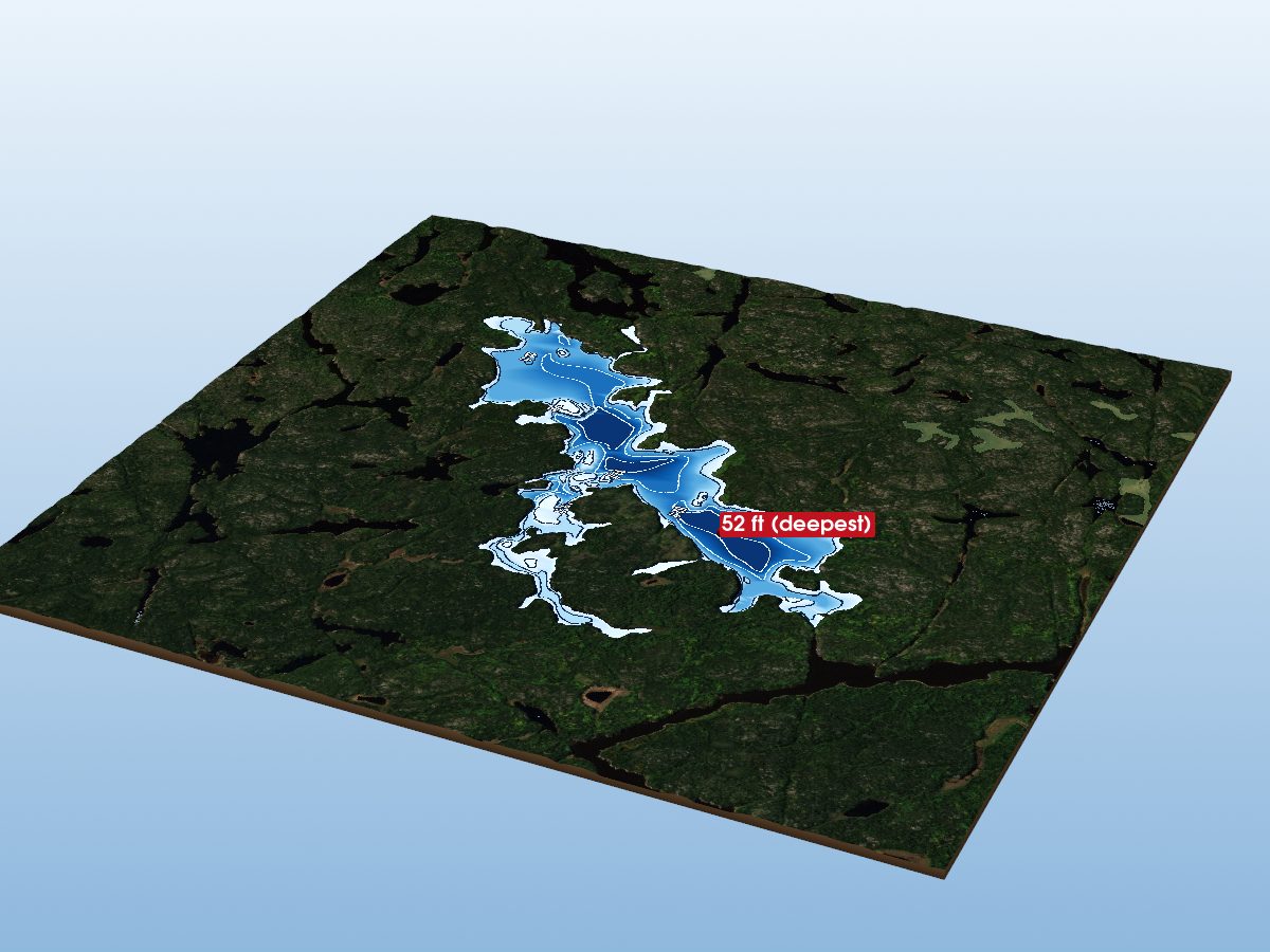 Depth map of Shining Falls Lake