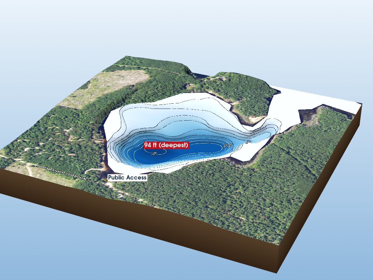Depth map of Shoepac Lake