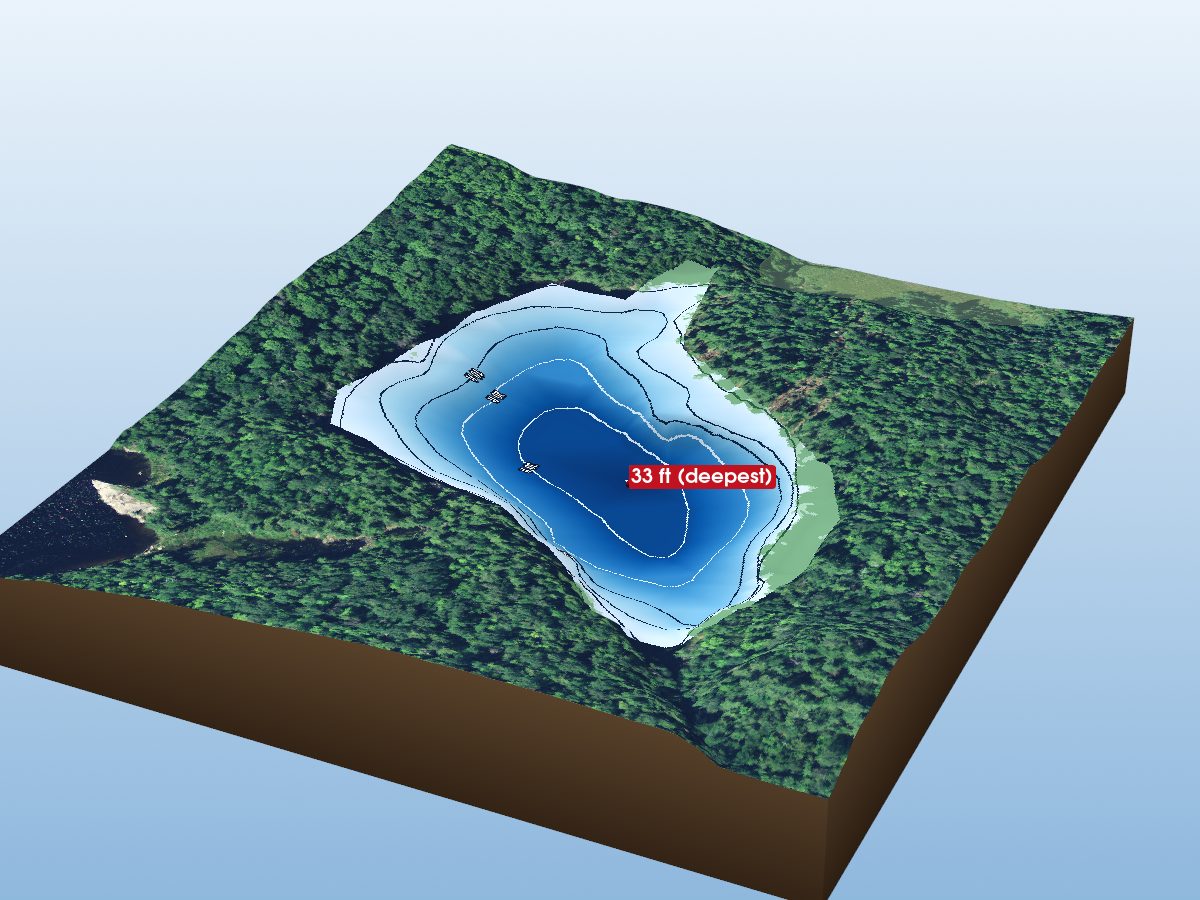 Depth map of Silver Doe Lake