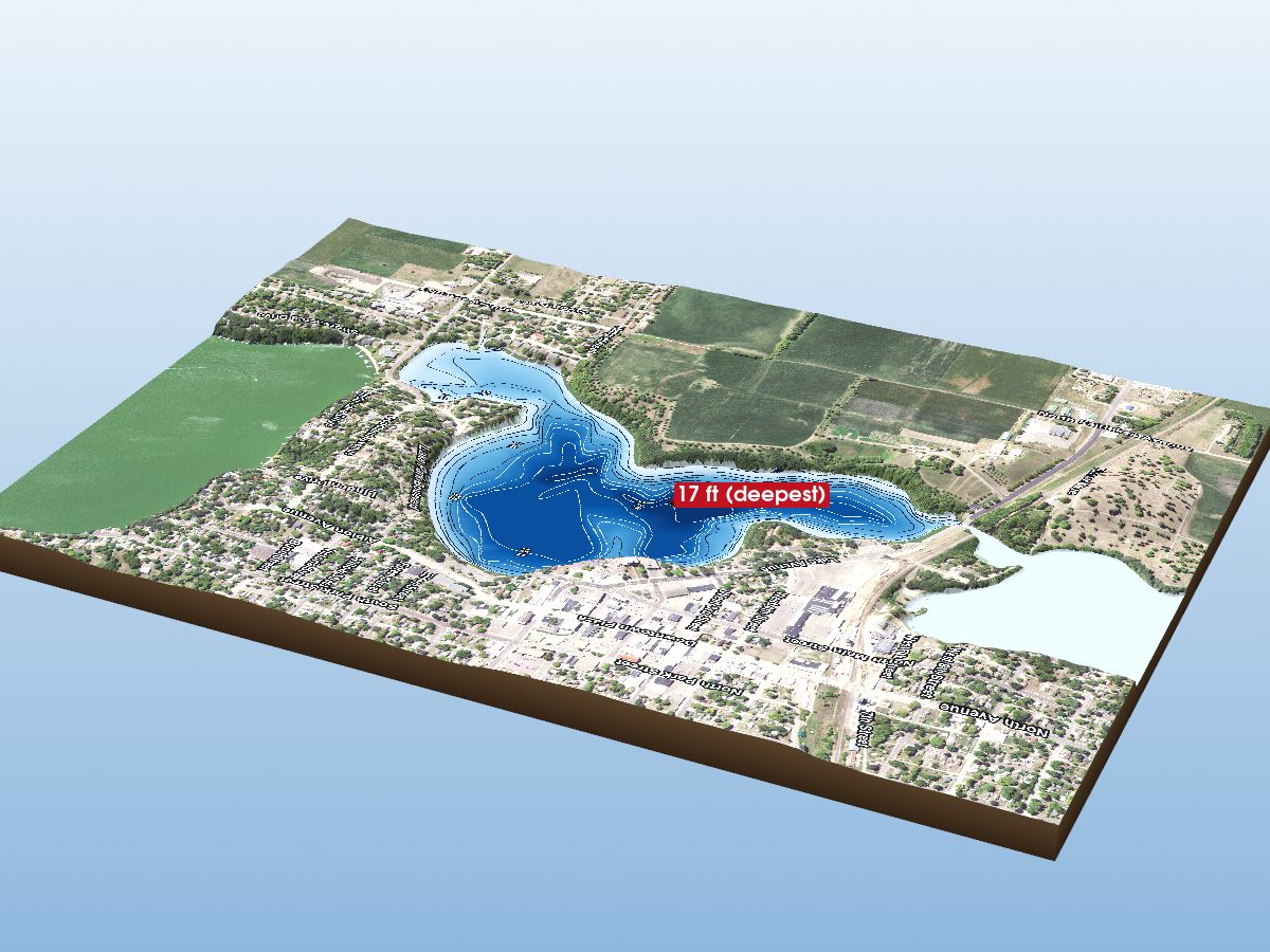 3D depth map of Sisseton Lake