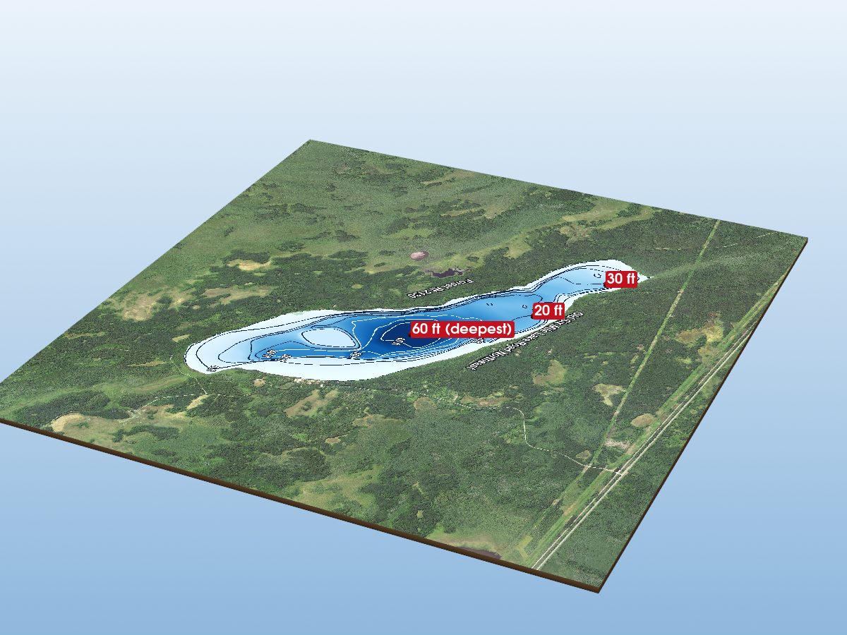 Depth map of Sixmile Lake