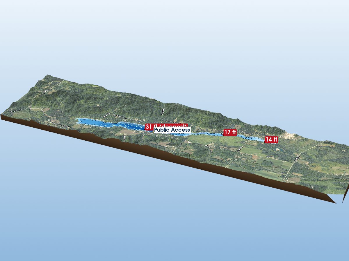 Depth map of Sixmile Lake