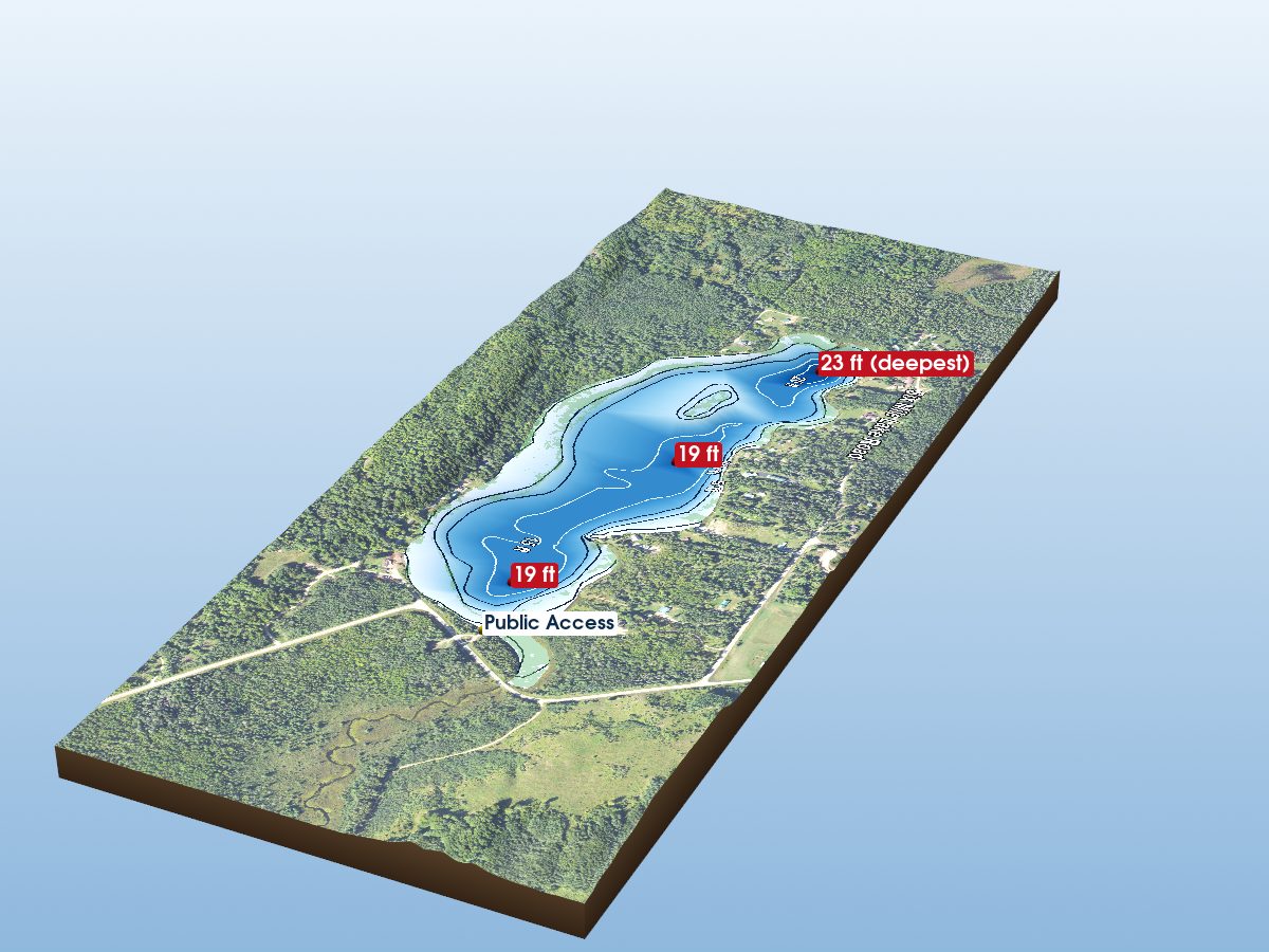 Depth map of Sixmile Lake