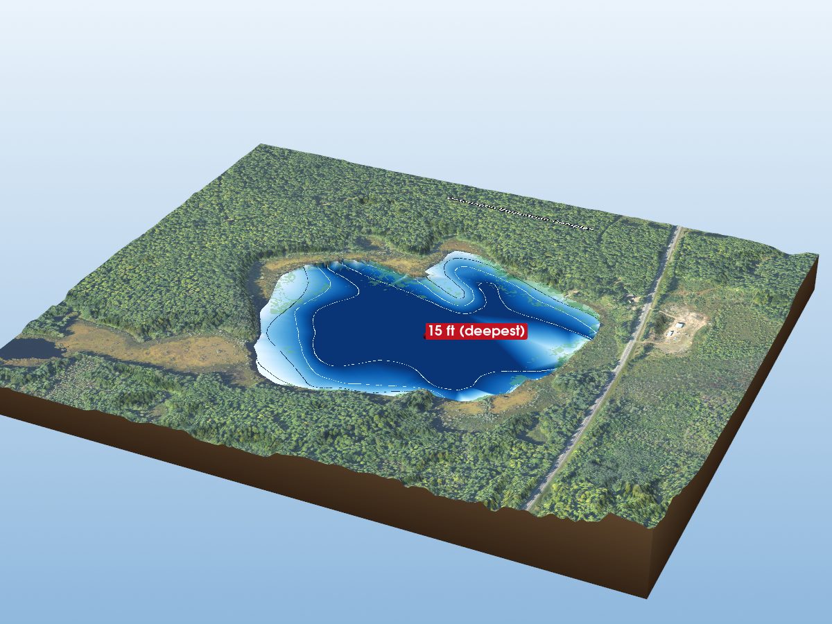 Depth map of Sixmile Lake