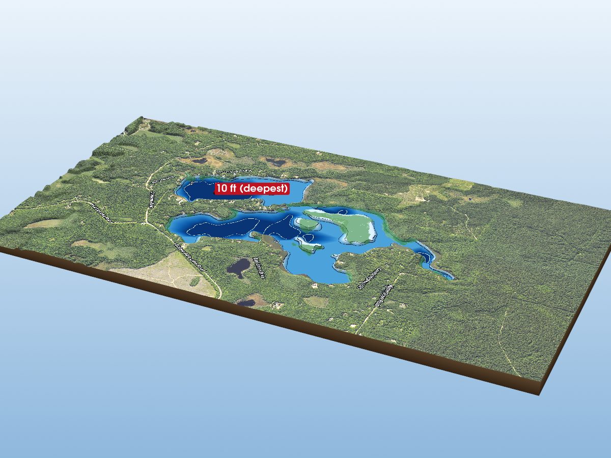 Depth map of Sixteenmile Lake