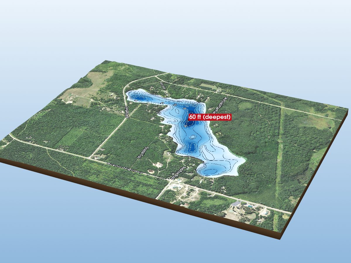 Depth map of Snaptail Lake