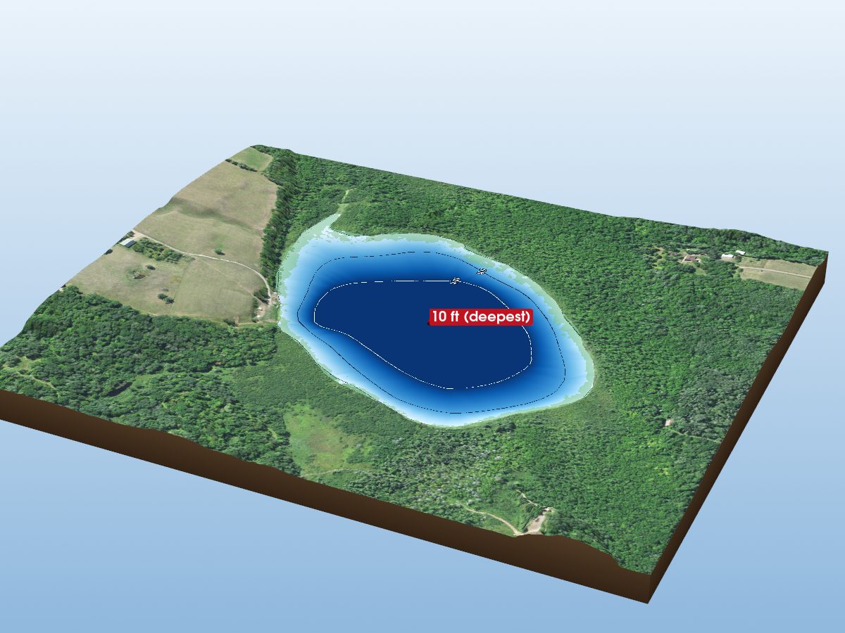 Depth map of Snowshoe Lake