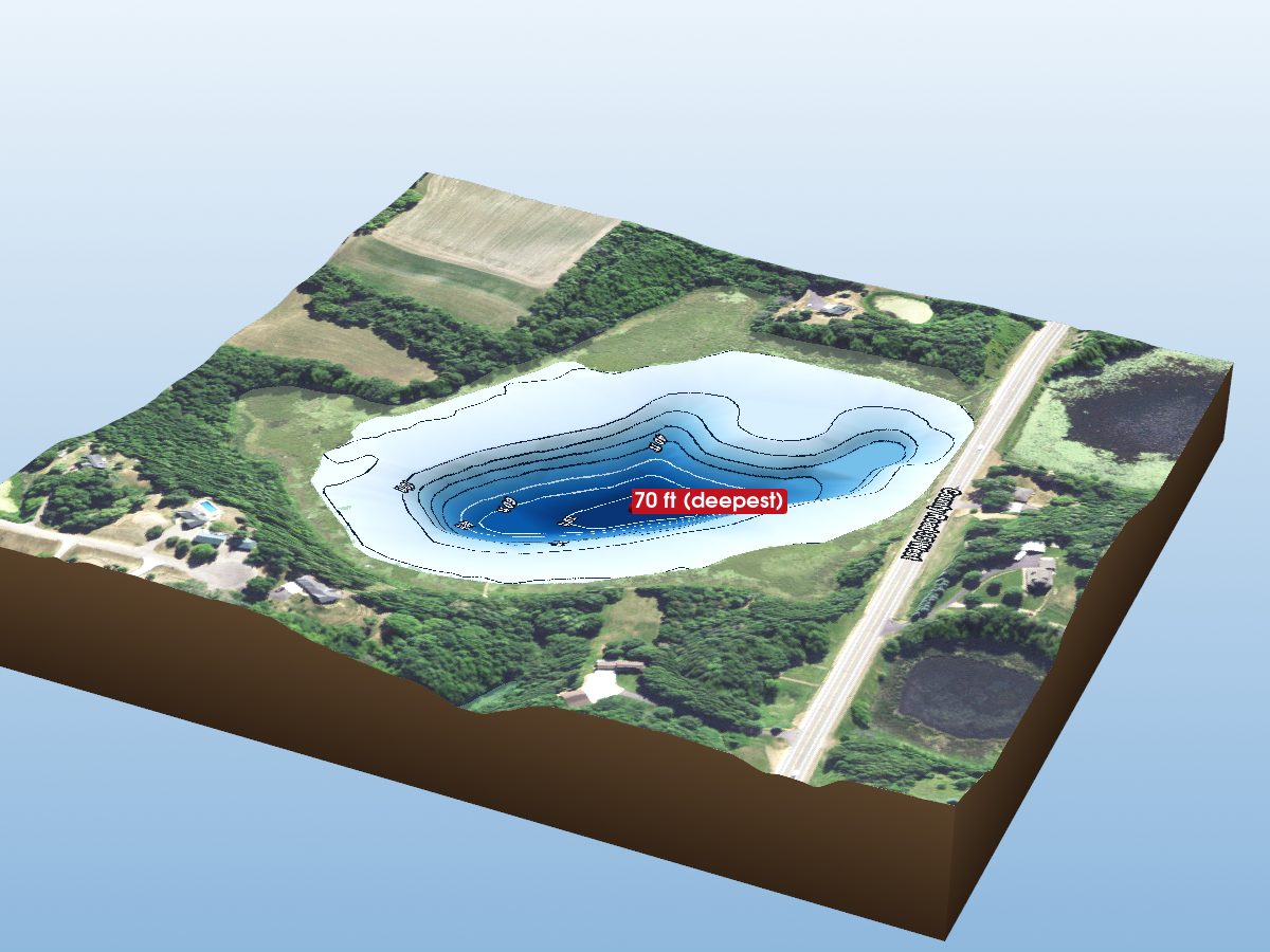 Depth map of South Berthiaume Lake