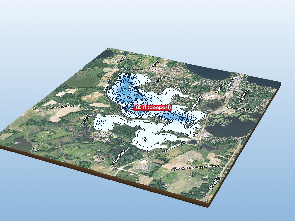 Depth map of South Center Lake