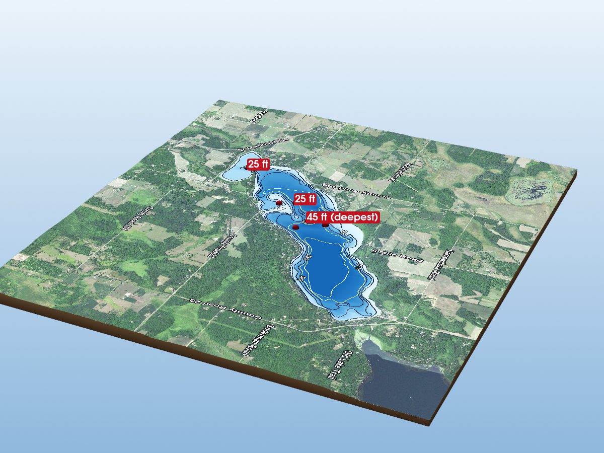 Depth map of South Long Lake