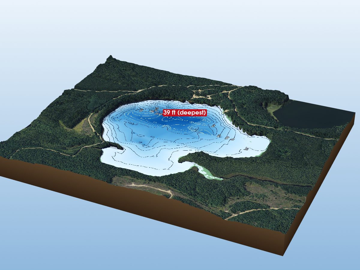 Depth map of Southbear Lake