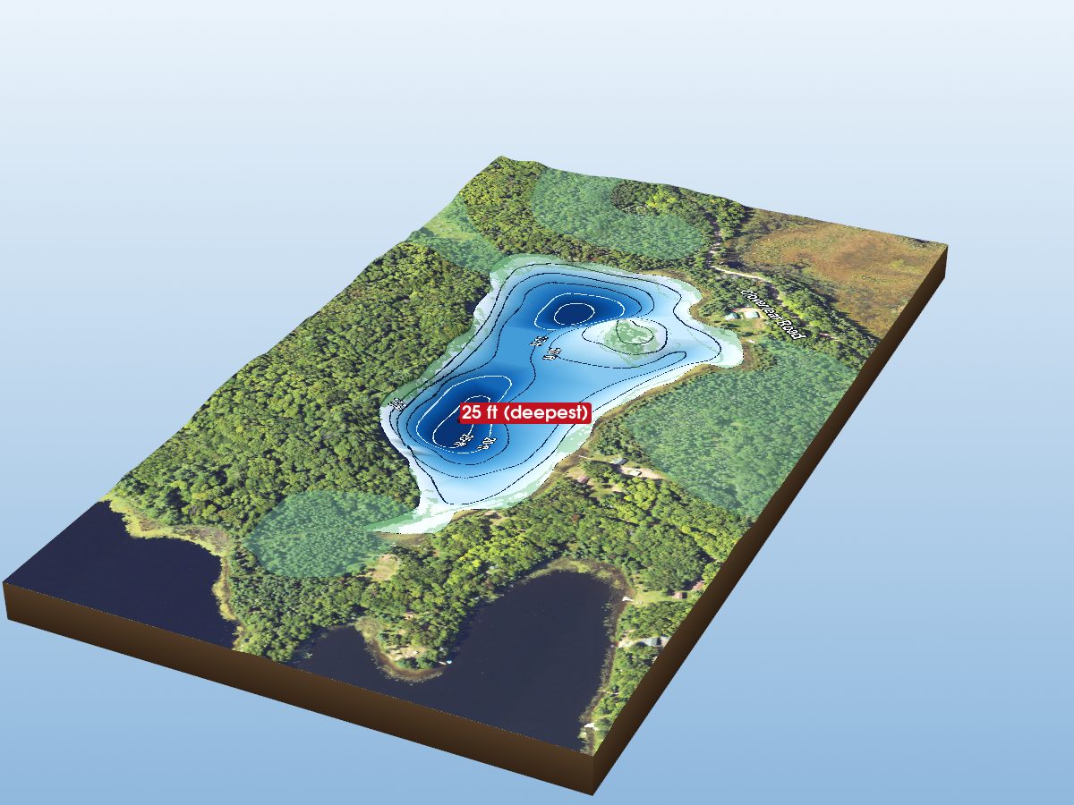 Depth map of Spider Lake