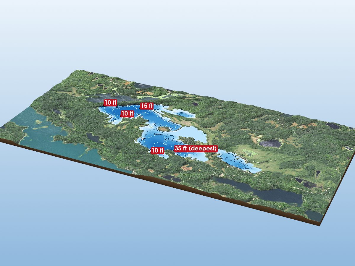 Depth map of Spider Lake